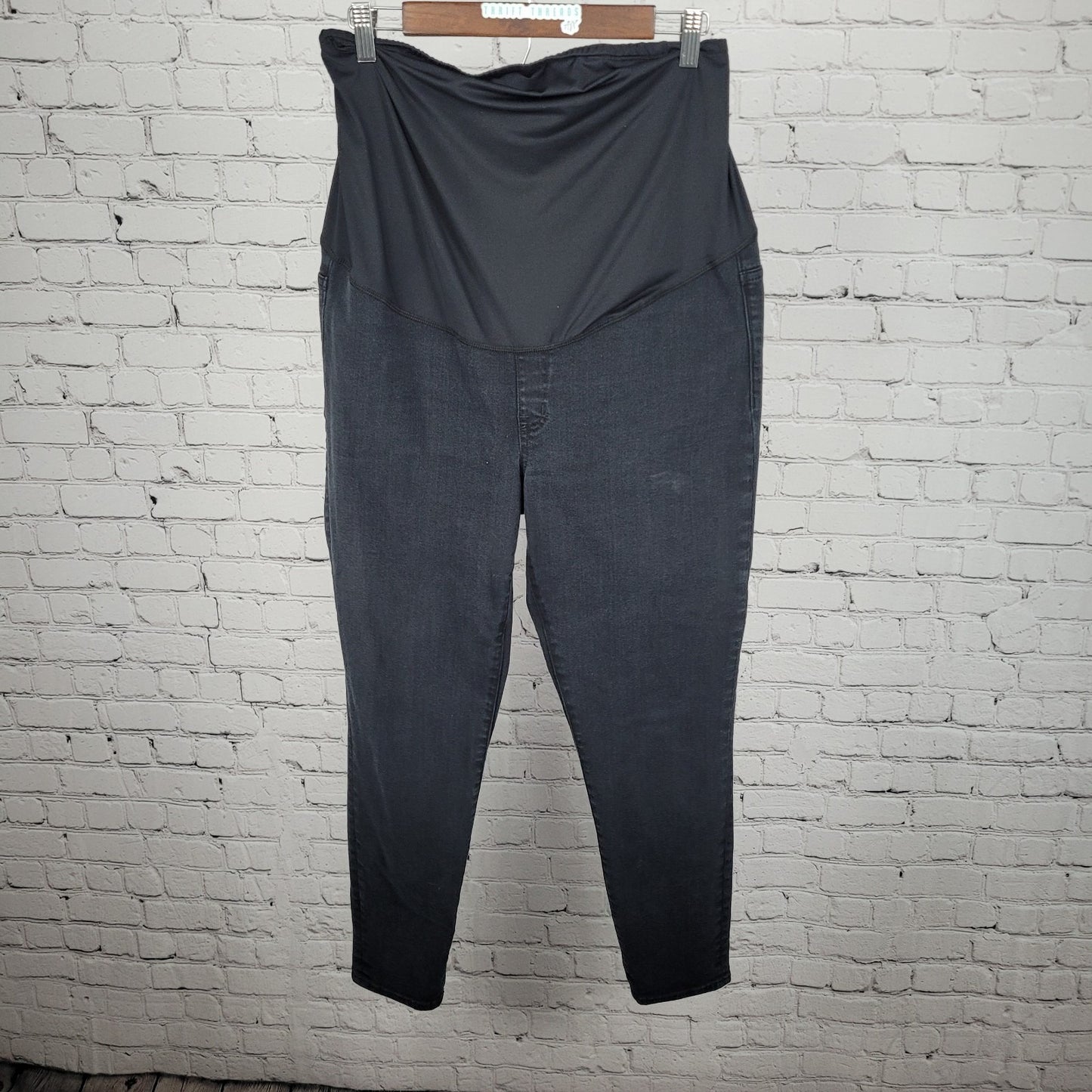 Madewell Black Maternity Skinny Pull On Stretch Over The Belly Panel Jeans 32