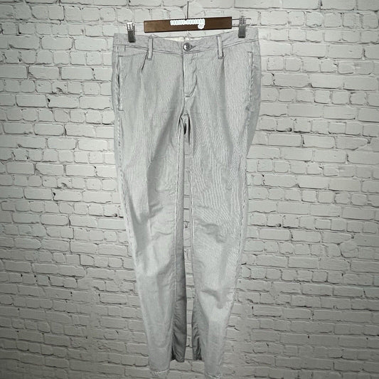 White Siviglia White Striped Cotton Silk Low Rise Skinny Pants Italy 25 (30x31)