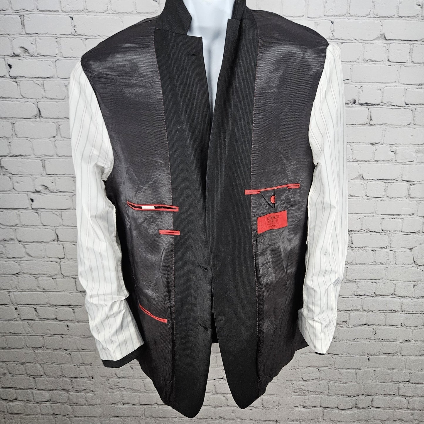 Alfani Black 100% Wool Slim Fit 2 Button Vented Notch Blazer Sport Coat 42L