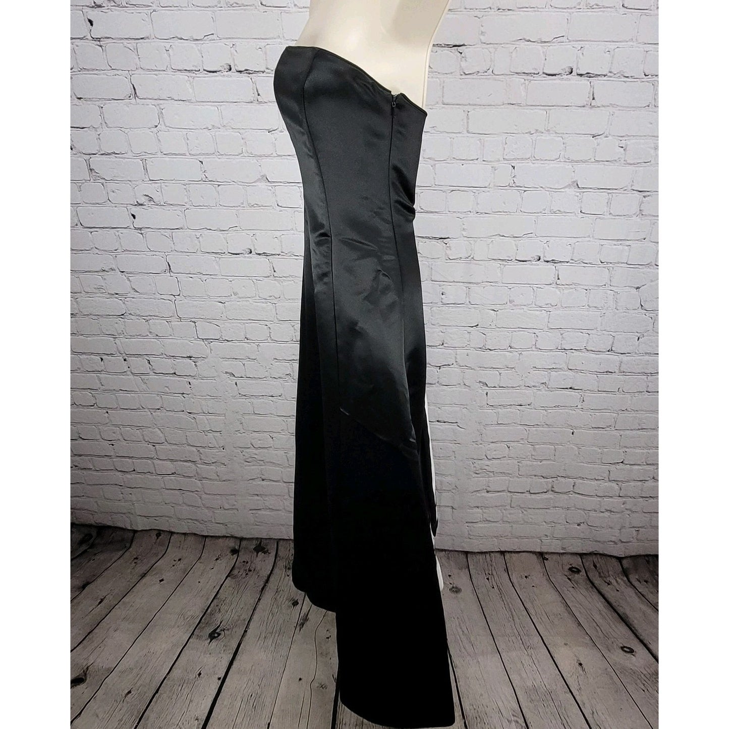 Jessica McClintock Black White Strapless Backless Embroidered Dress Gown USA 2