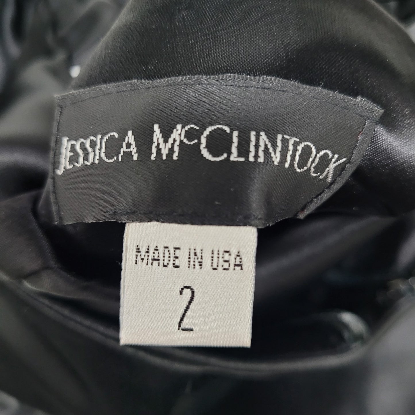 Jessica McClintock Black White Strapless Backless Embroidered Dress Gown USA 2