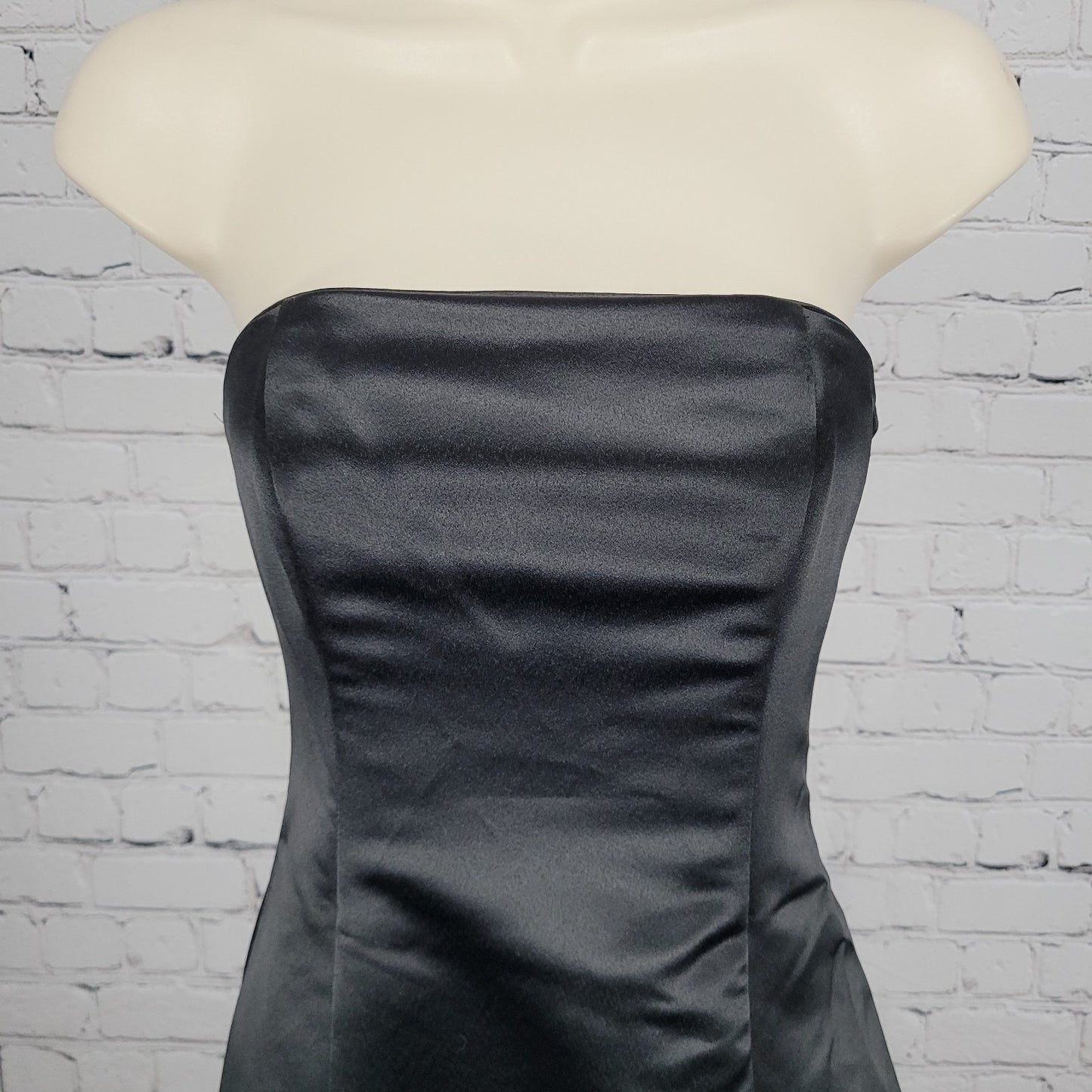 Jessica McClintock Black White Strapless Backless Embroidered Dress Gown USA 2