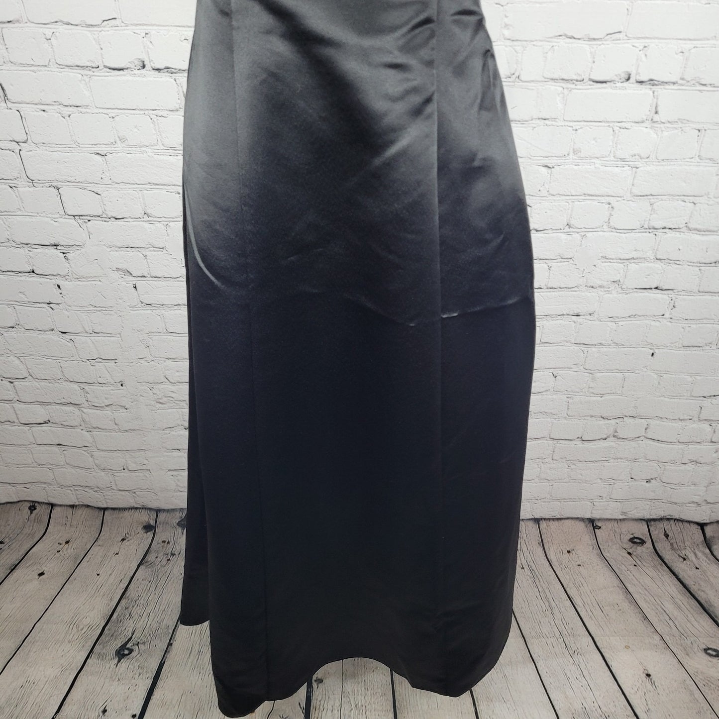 Jessica McClintock Black White Strapless Backless Embroidered Dress Gown USA 2