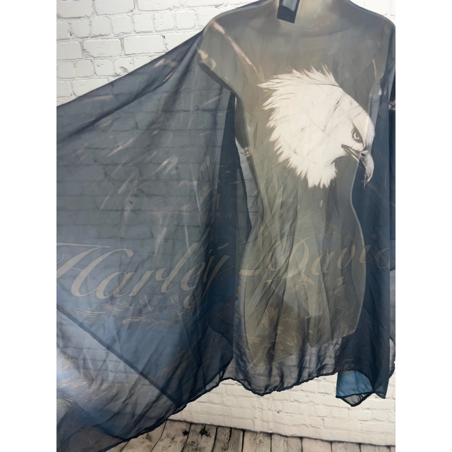 Harley Davidson Black Eagle Sheer Cardigan Cape Shawl One Size O/S