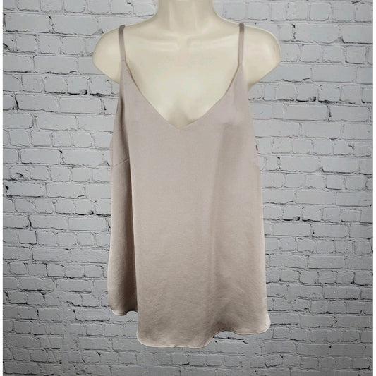 Chico's Beige Muave Satin Strappy V Neck Lightweight Cami Tank Top 2 US 12/14