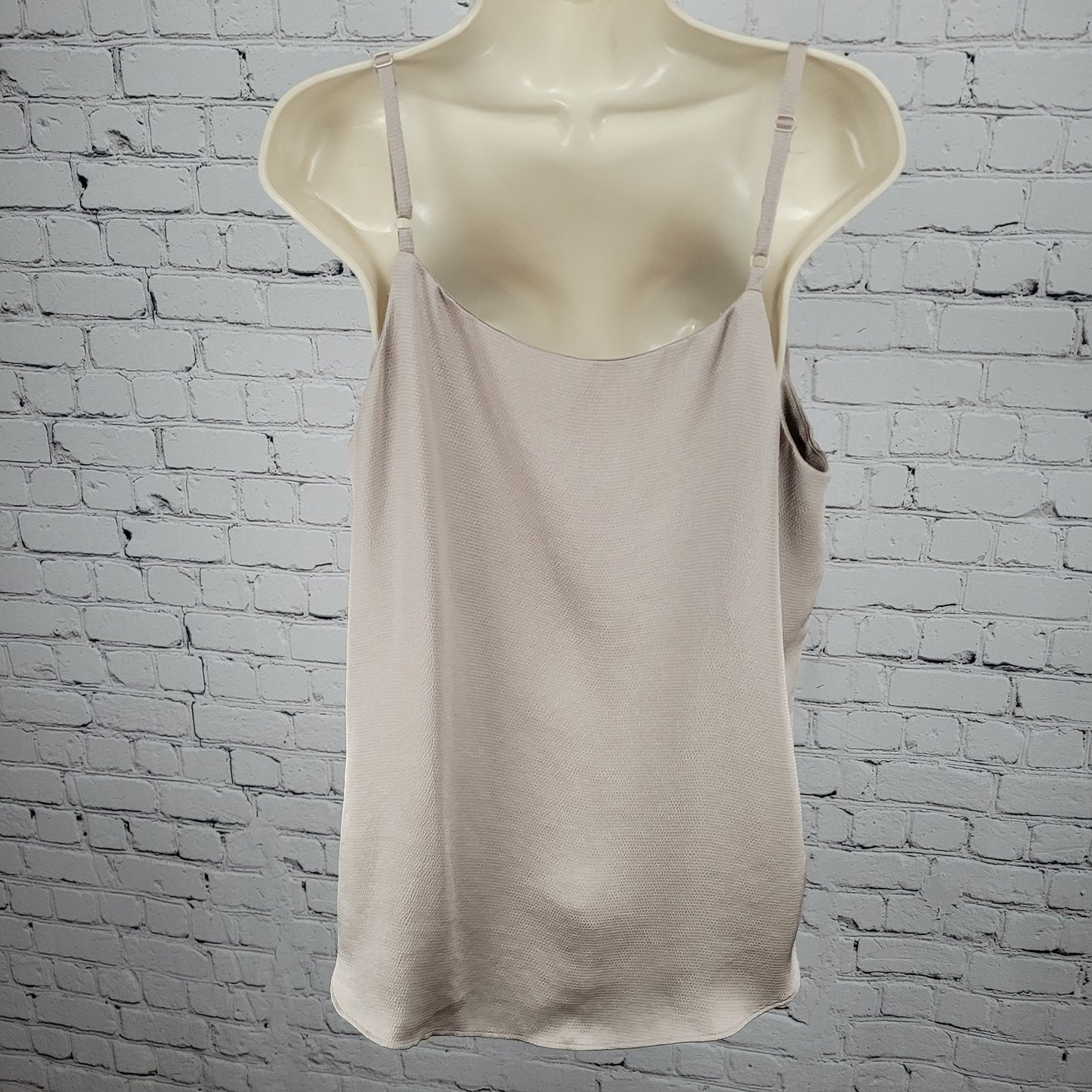Chico's Beige Muave Satin Strappy V Neck Lightweight Cami Tank Top 2 US 12/14