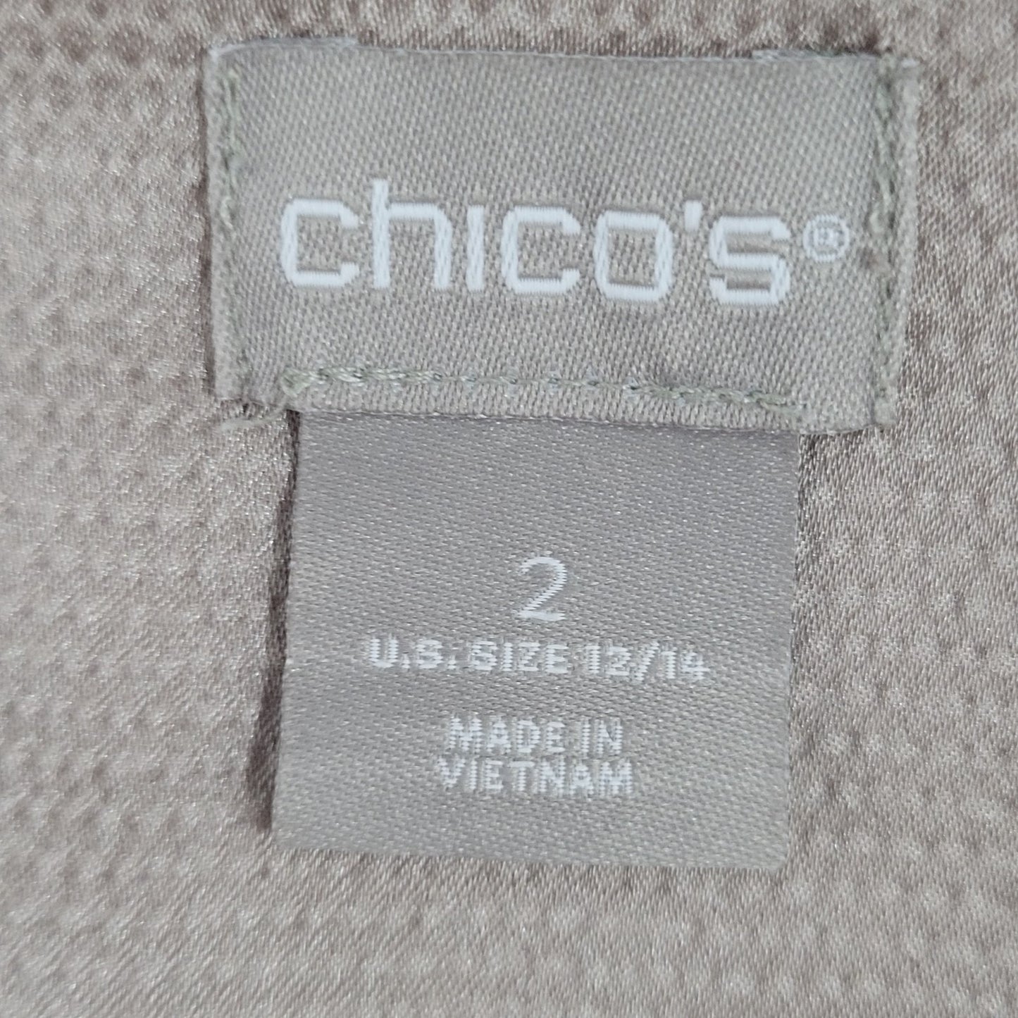 Chico's Beige Muave Satin Strappy V Neck Lightweight Cami Tank Top 2 US 12/14
