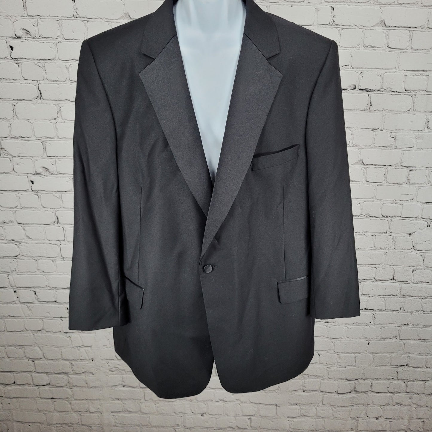 Jos A Bank Black 100% Wool Satin Lapel Notch Tuxedo Suit Jacket Blazer Size 50