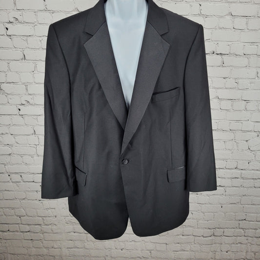 Jos A Bank Black 100% Wool Satin Lapel Notch Tuxedo Suit Jacket Blazer Size 50