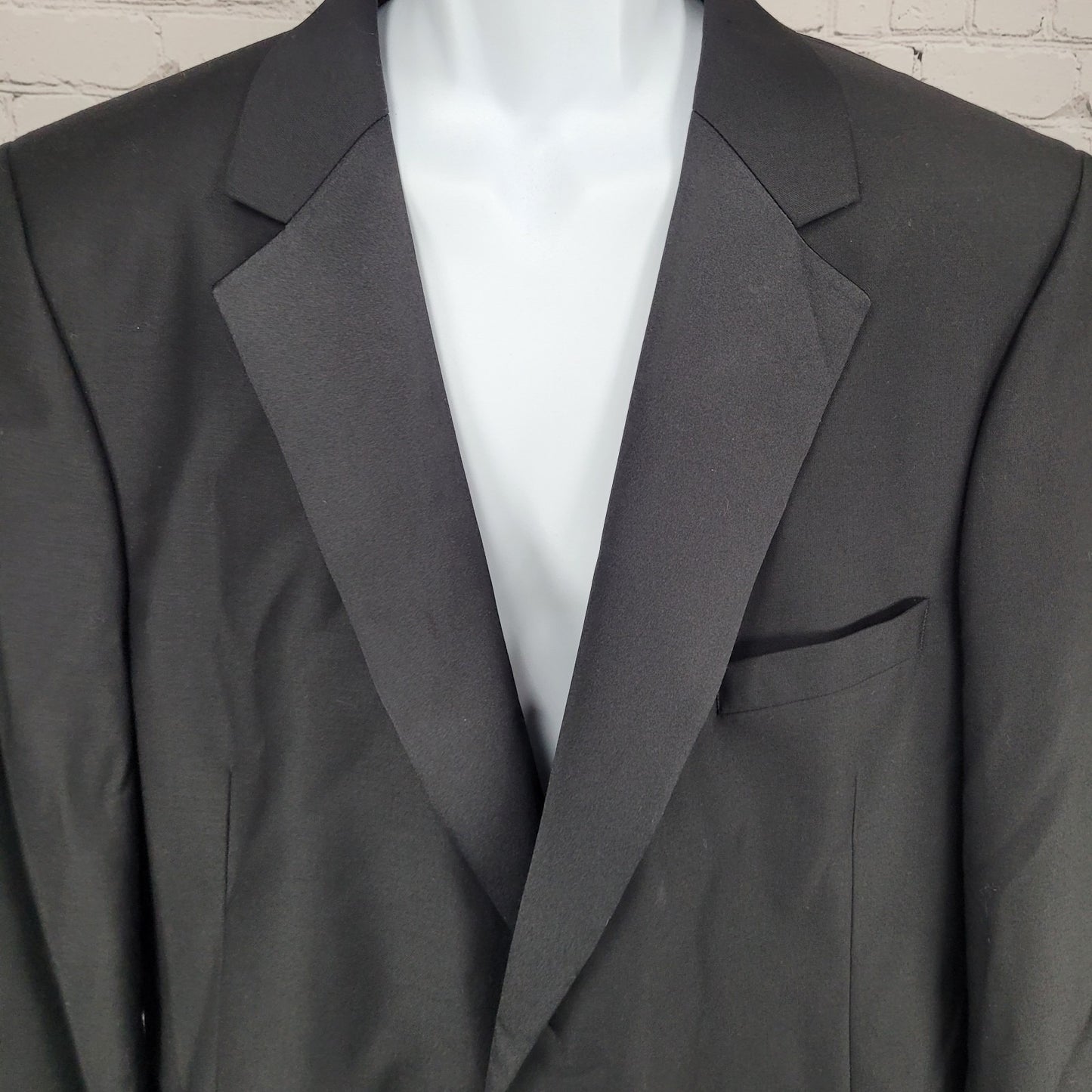 Jos A Bank Black 100% Wool Satin Lapel Notch Tuxedo Suit Jacket Blazer Size 50