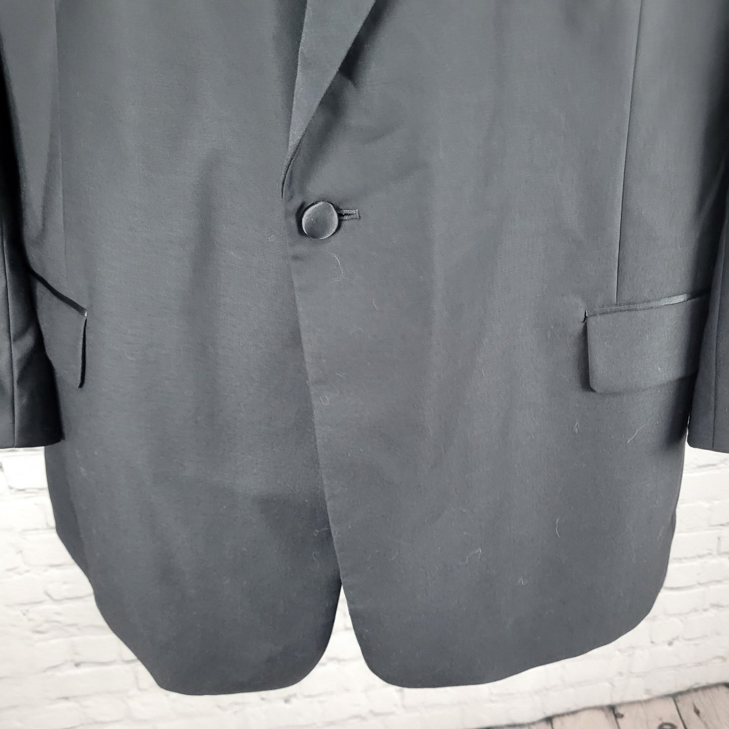 Jos A Bank Black 100% Wool Satin Lapel Notch Tuxedo Suit Jacket Blazer Size 50