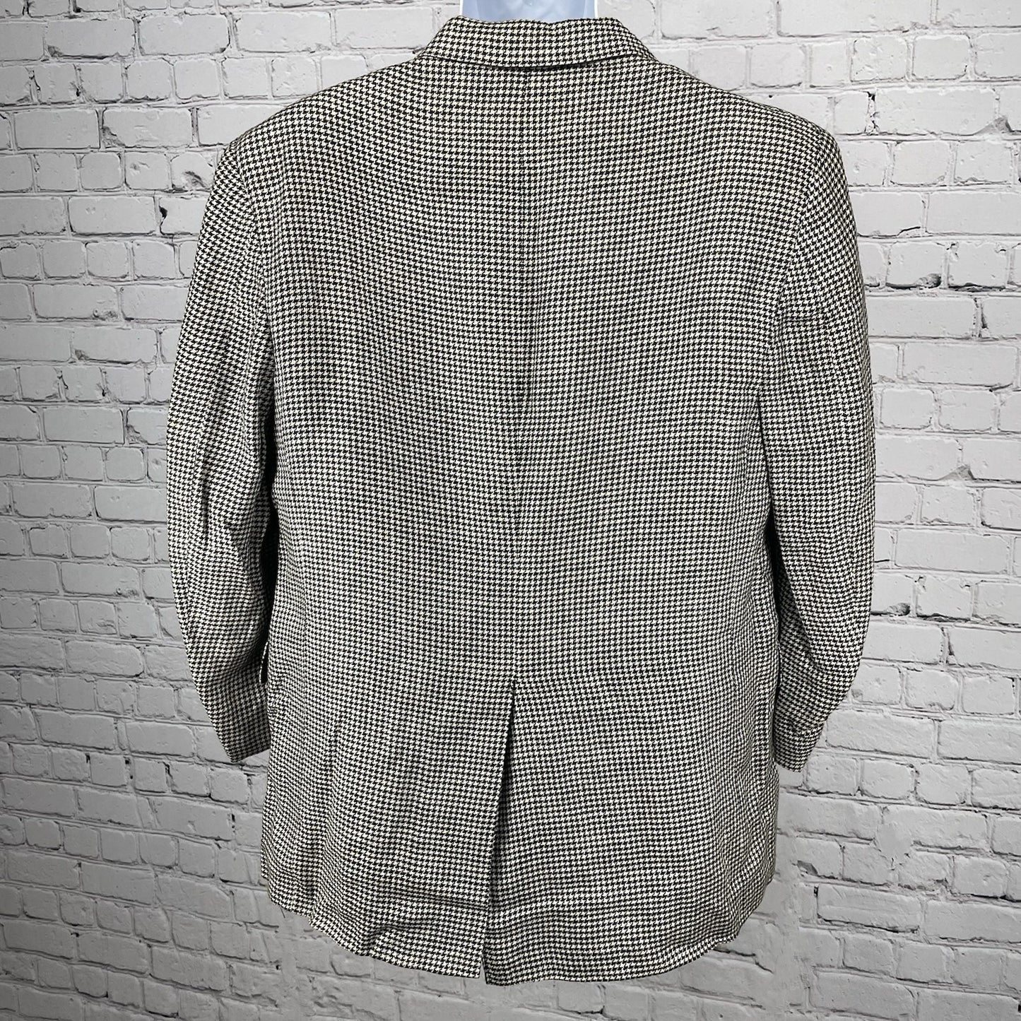Country Britches Black Cream Houndstooth Blazer Sport Coat USA Tailored 42