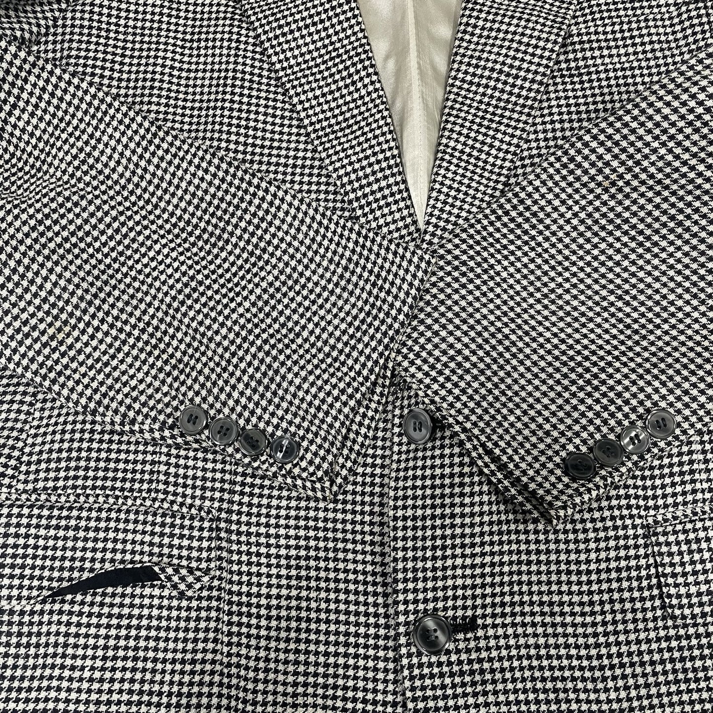 Country Britches Black Cream Houndstooth Blazer Sport Coat USA Tailored 42