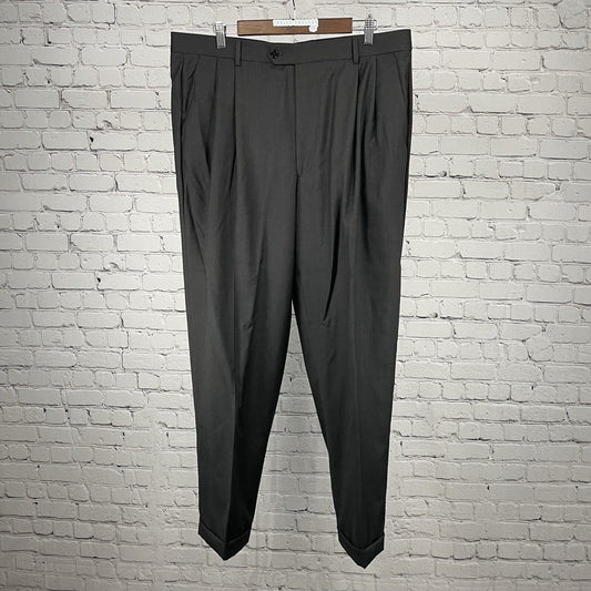 Pronto Uomo Couture Black Italian Wool Cuffed Pants Straight Size 38 (38x30.5)