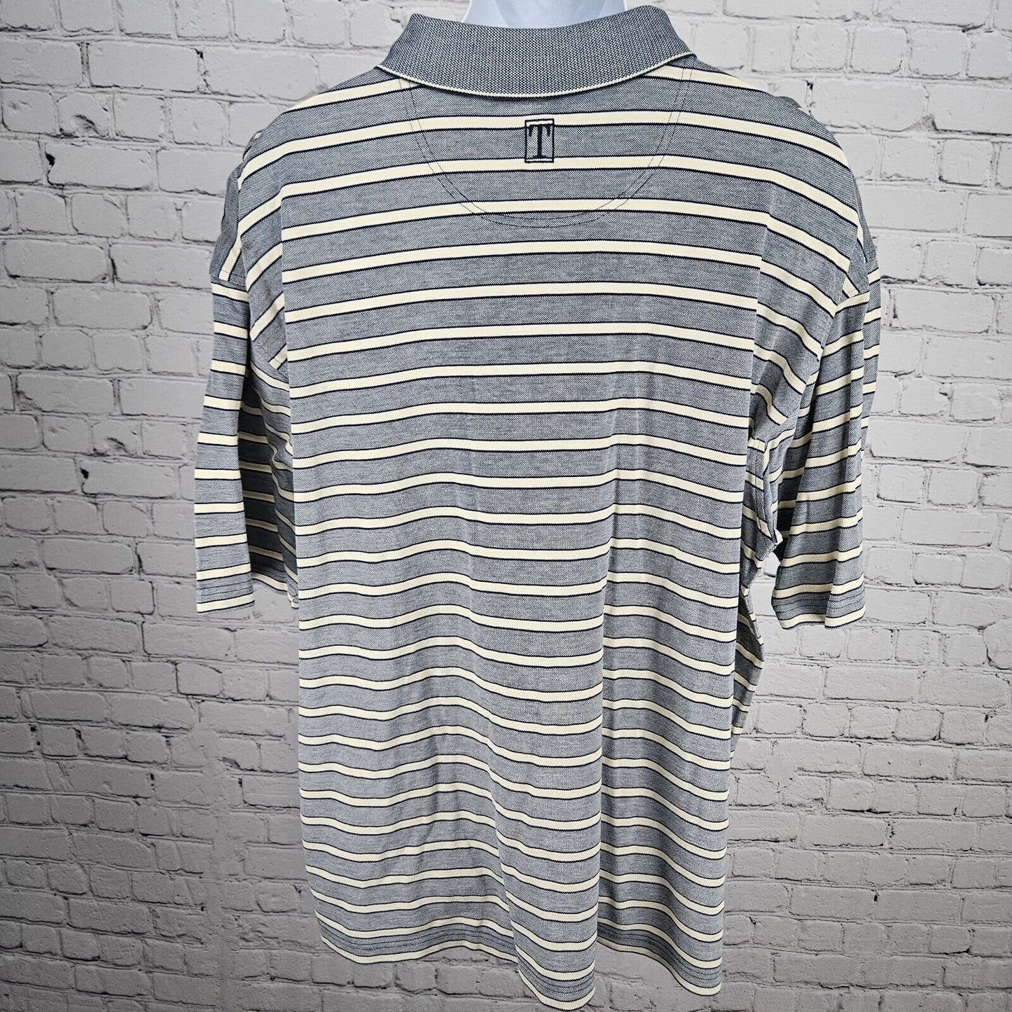 Tehama Clint Aspen Glen 100% Pima Cotton  Stiped Short Sleeve Golf Polo Size XXL