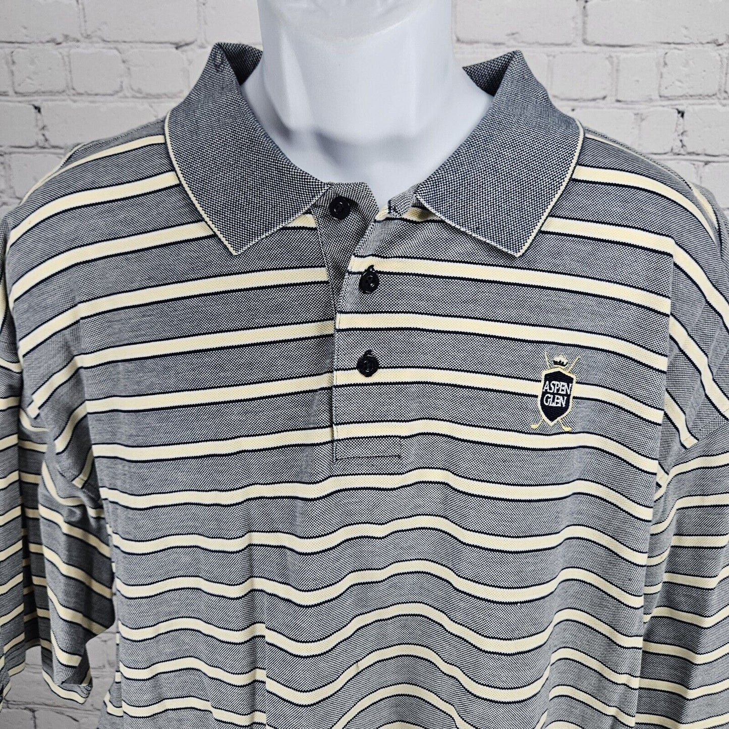 Tehama Clint Aspen Glen 100% Pima Cotton  Stiped Short Sleeve Golf Polo Size XXL