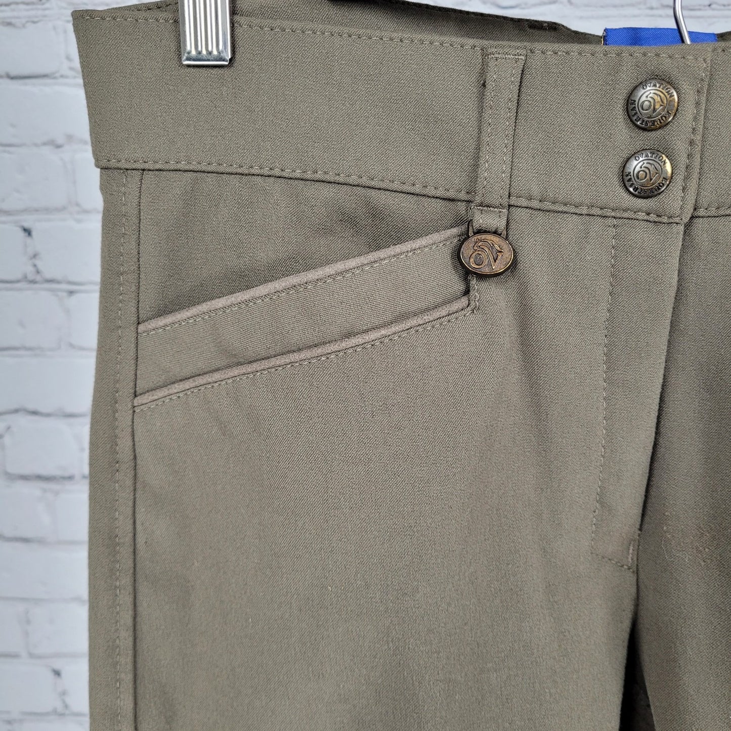 Ovation Brown Mid Rise Suede Like Inner Riding Breeches Pants Size 30R (30x26)