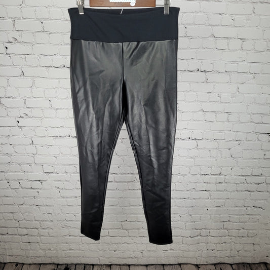 Assets Spanx Black Faux Leather Stretch Skinny Leggings Size XL (30x29.5)
