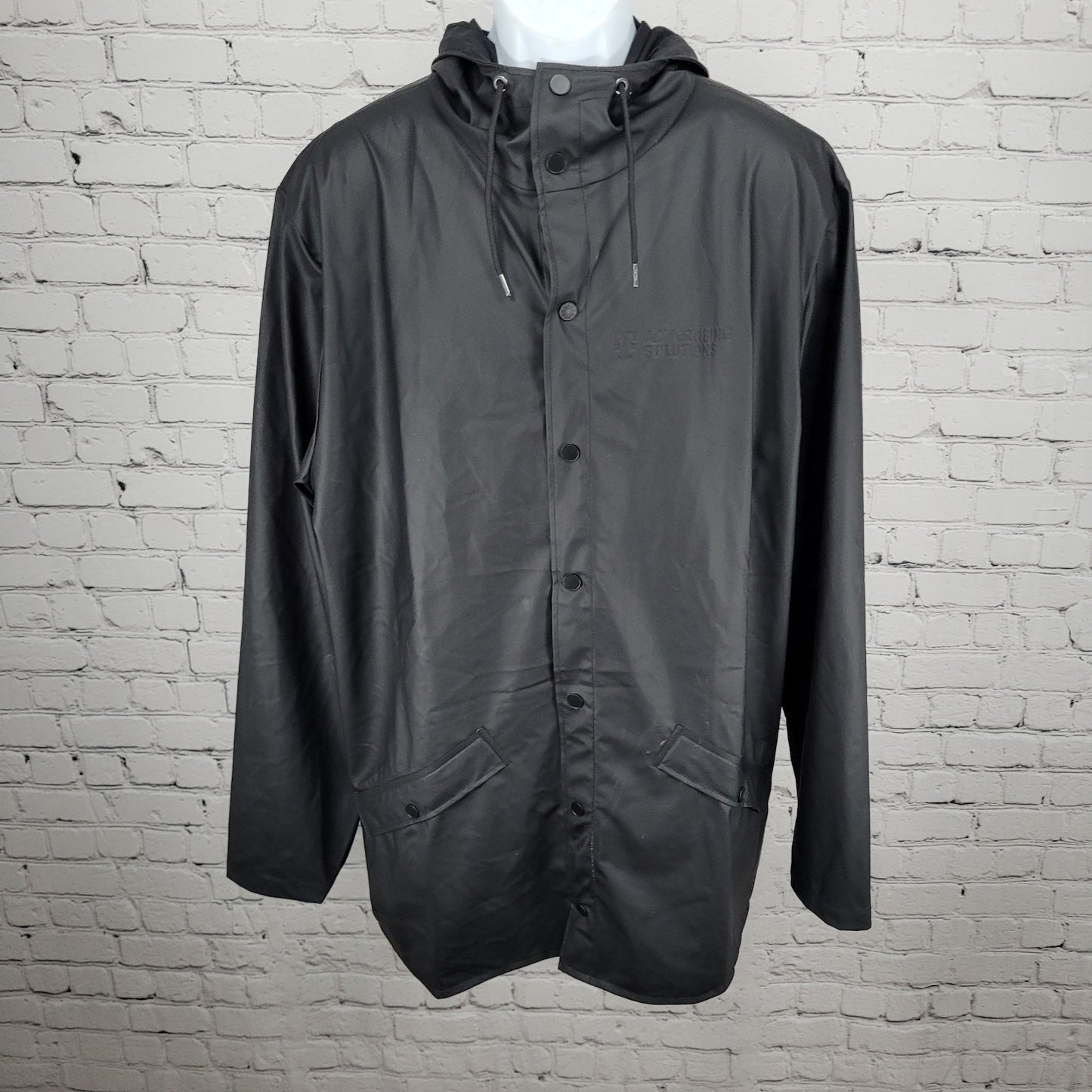 T Mobile Advertising Black RAINS Hooded Lightweight Rain Jacket Coat Size XL