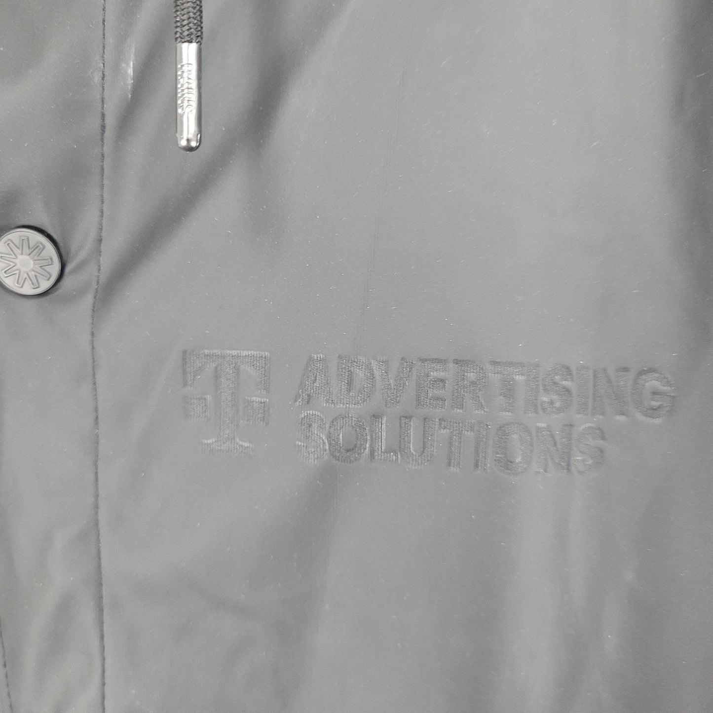T Mobile Advertising Black RAINS Hooded Lightweight Rain Jacket Coat Size XL