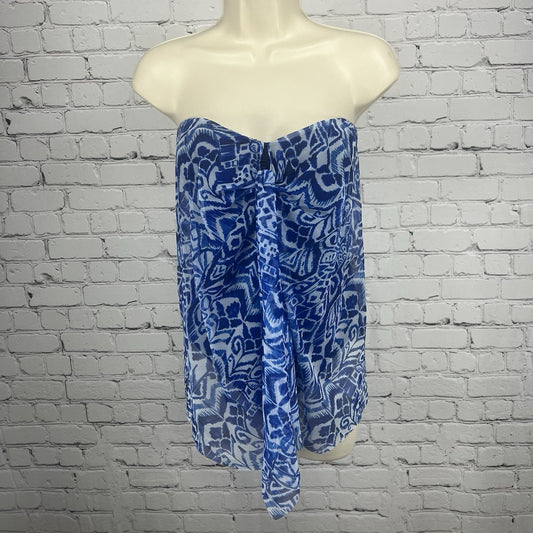 Lauren Ralph Lauren Blue Sheer Strapless One Piece Lightly Padded Swimsuit 8