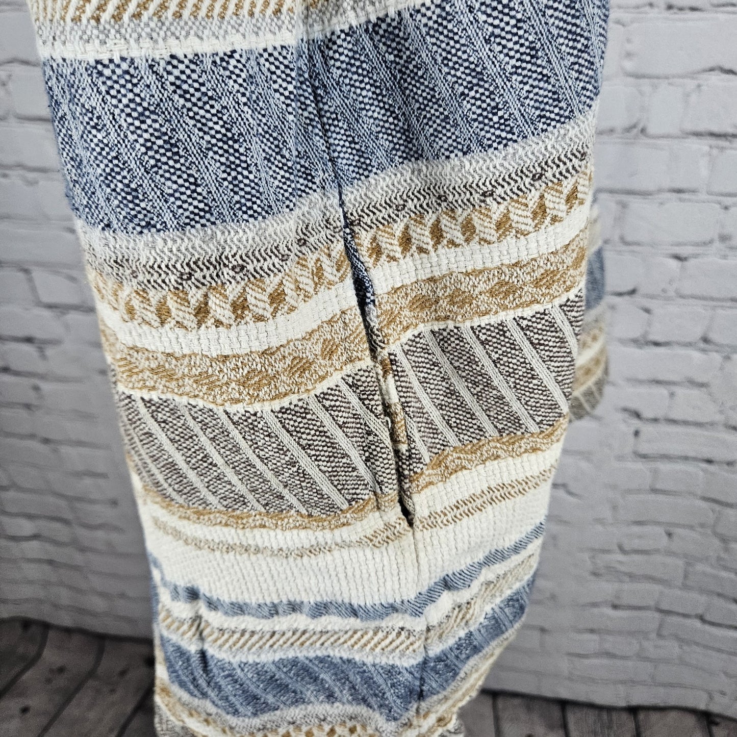 World Market Multicolor 100% Cotton Striped 3/4 Sleeve Open Kimono Cardigan L/XL