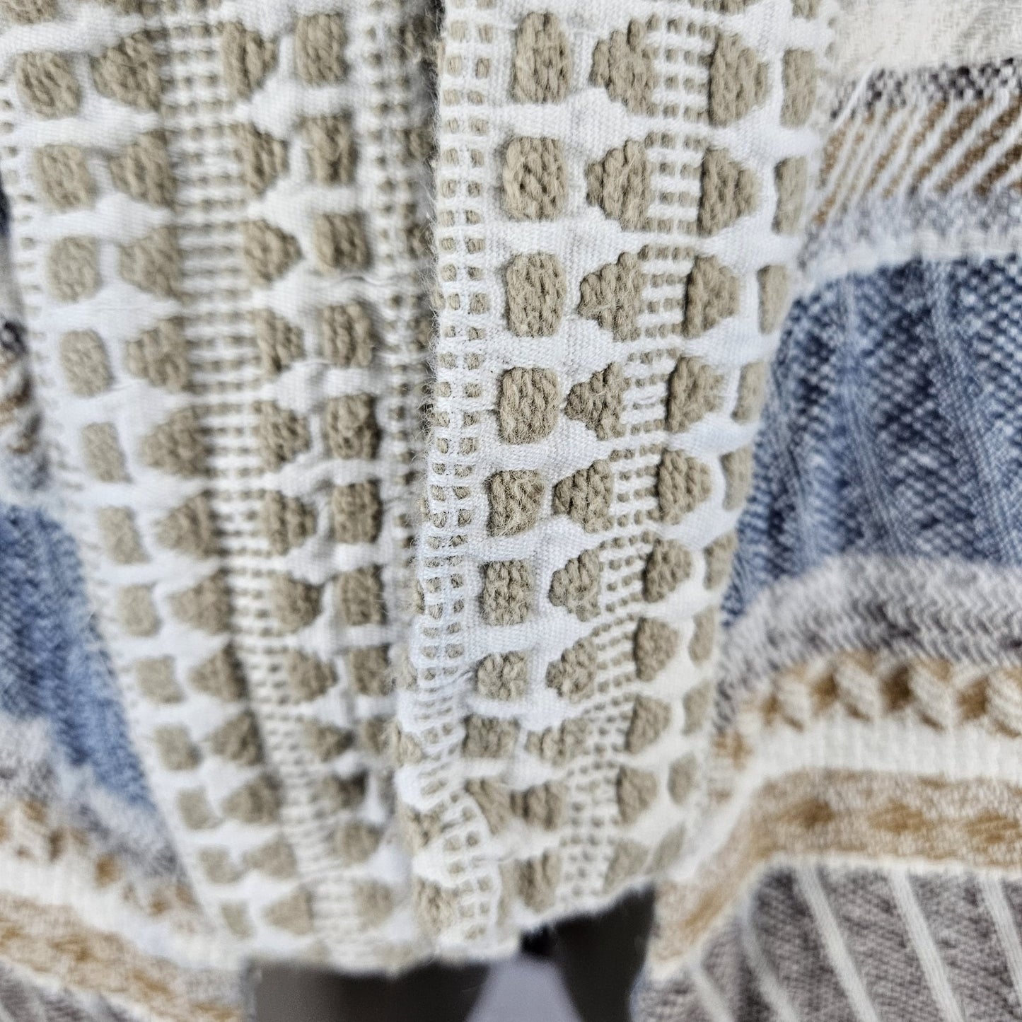 World Market Multicolor 100% Cotton Striped 3/4 Sleeve Open Kimono Cardigan L/XL