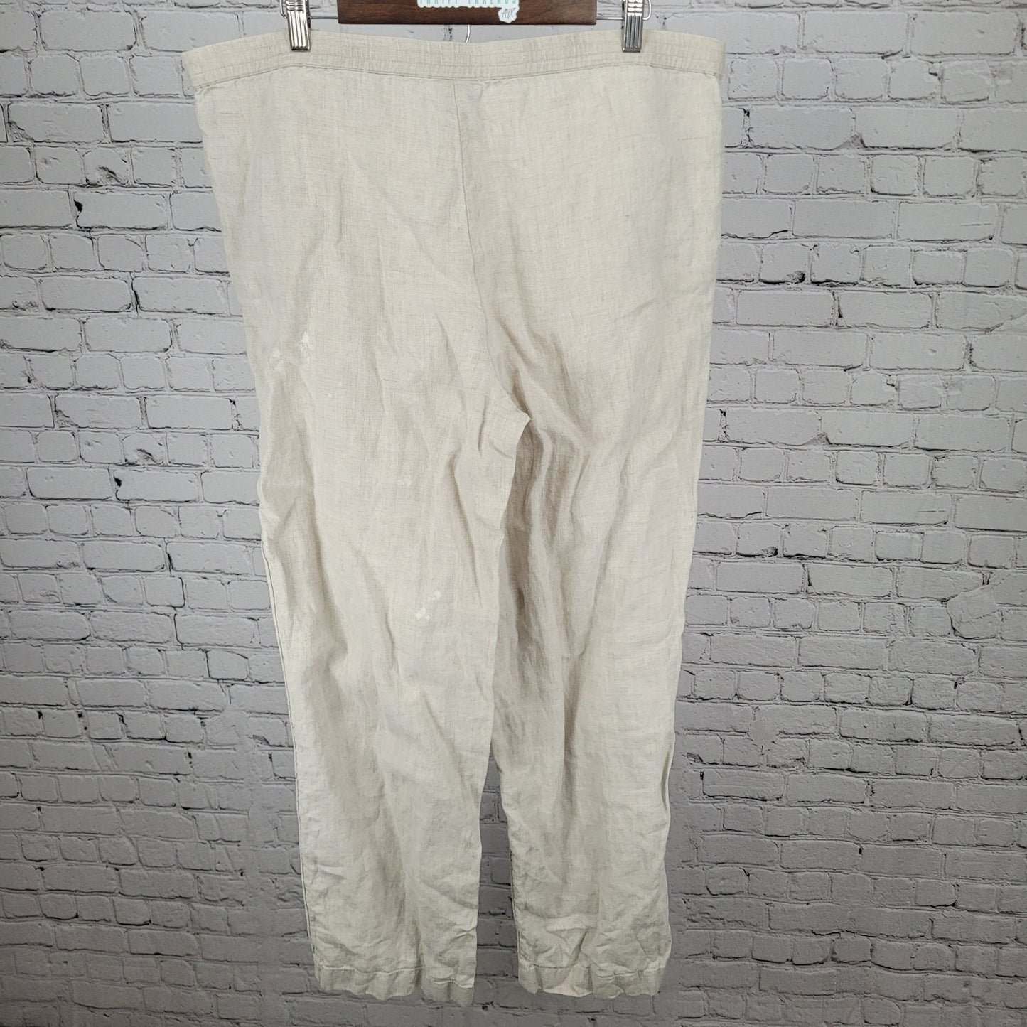 J. Jill Beige 100% Linen Lighweight High Rise Pull On Pants Size LT (39x32)