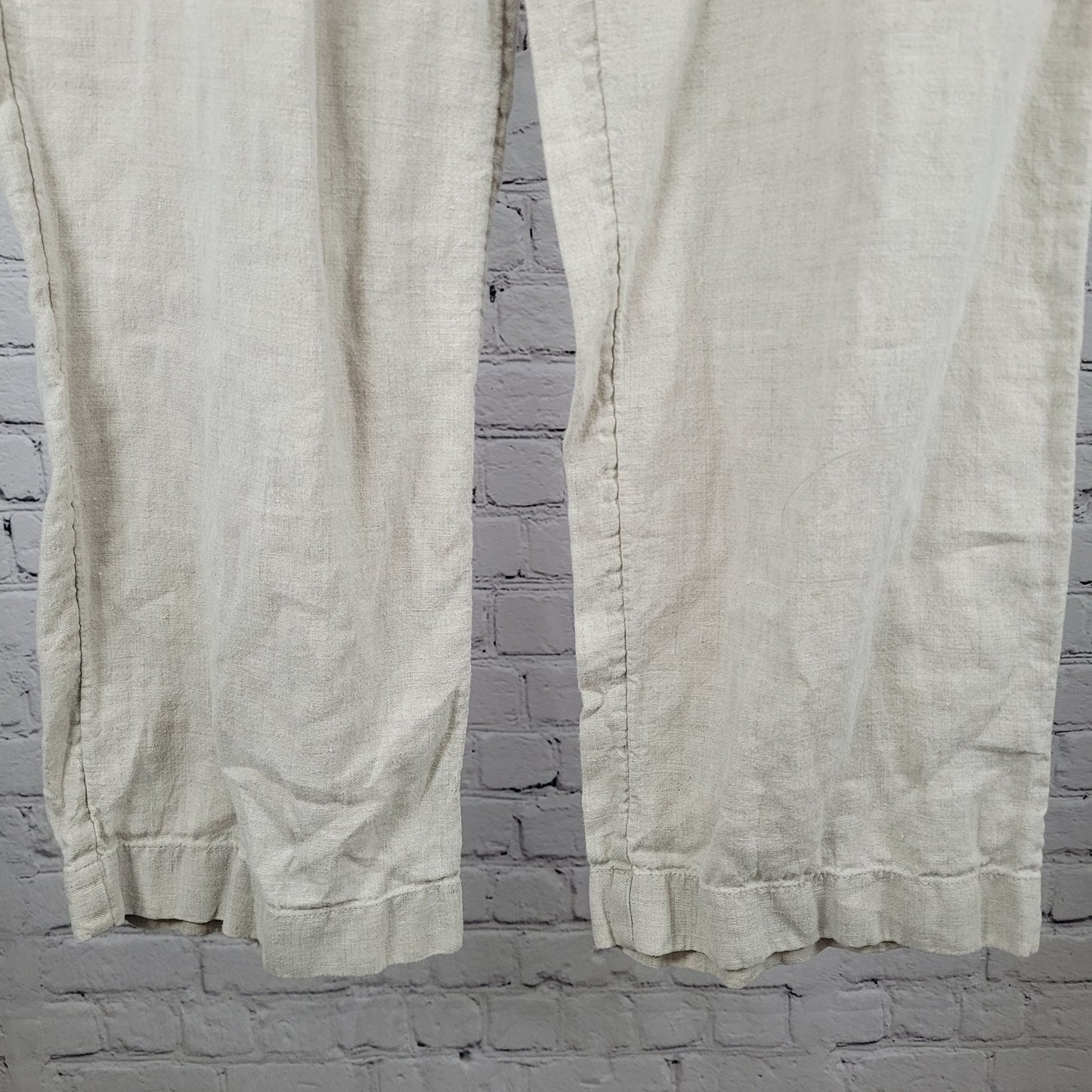 J. Jill Beige 100% Linen Lighweight High Rise Pull On Pants Size LT (39x32)