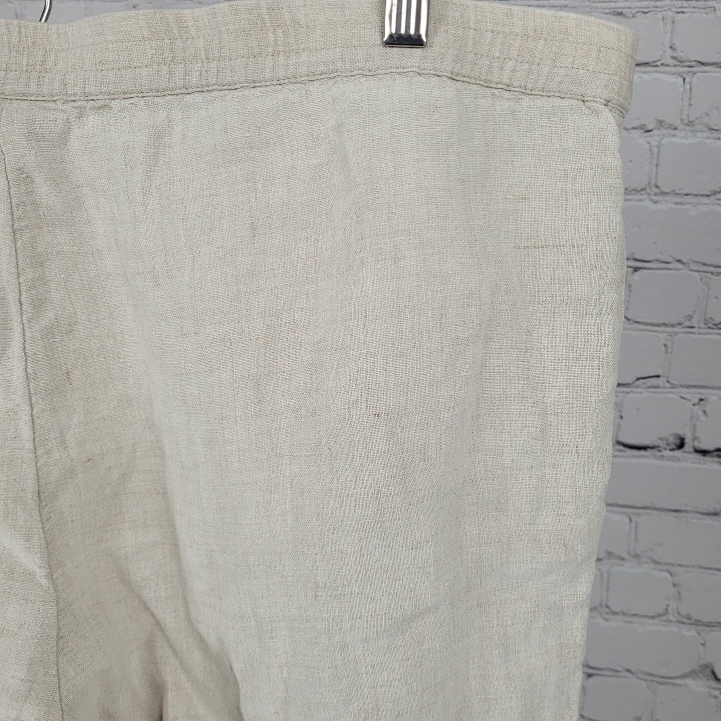 J. Jill Beige 100% Linen Lighweight High Rise Pull On Pants Size LT (39x32)