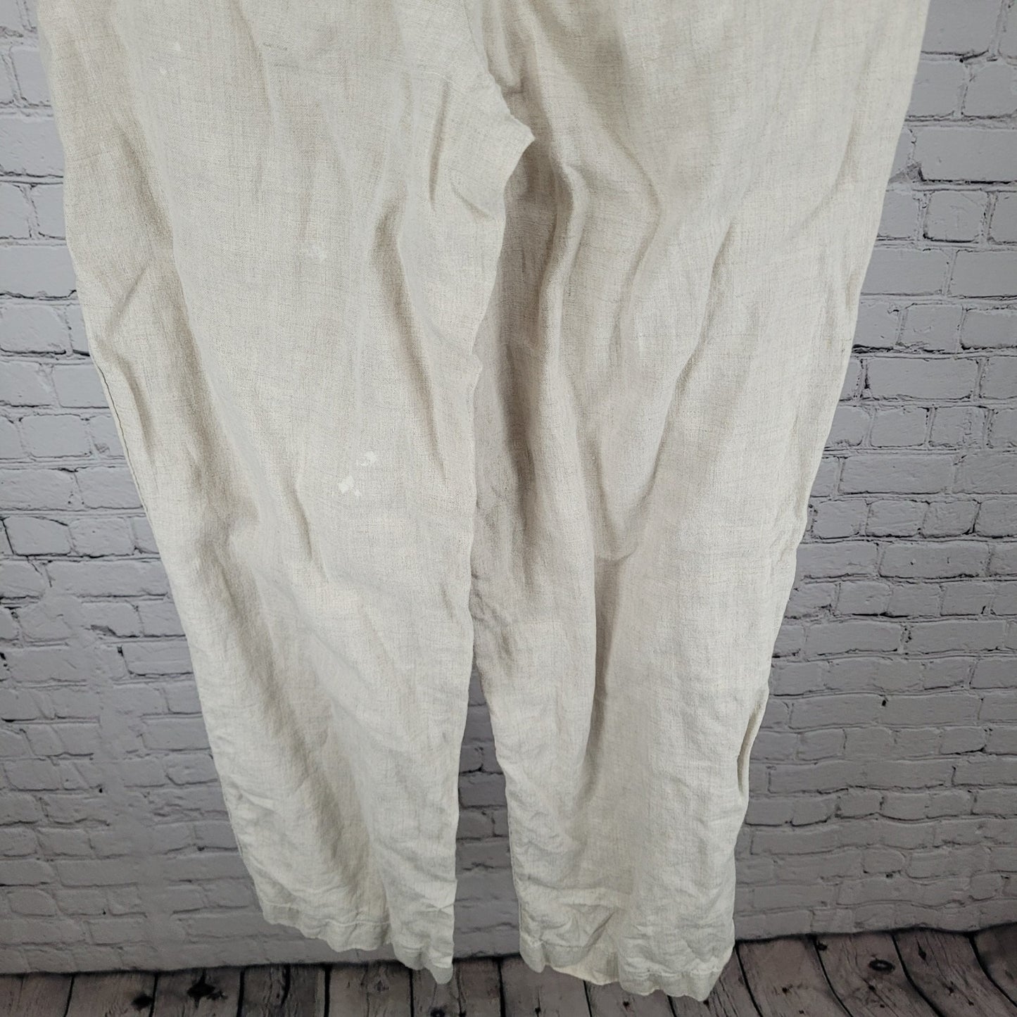 J. Jill Beige 100% Linen Lighweight High Rise Pull On Pants Size LT (39x32)