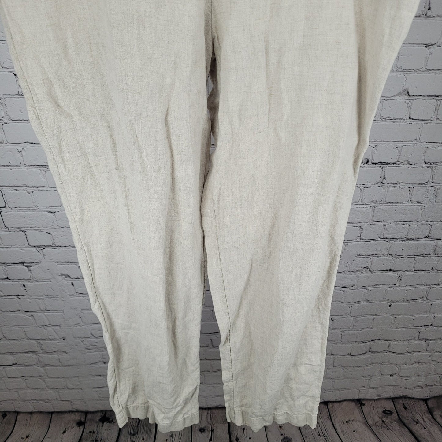 J. Jill Beige 100% Linen Lighweight High Rise Pull On Pants Size LT (39x32)