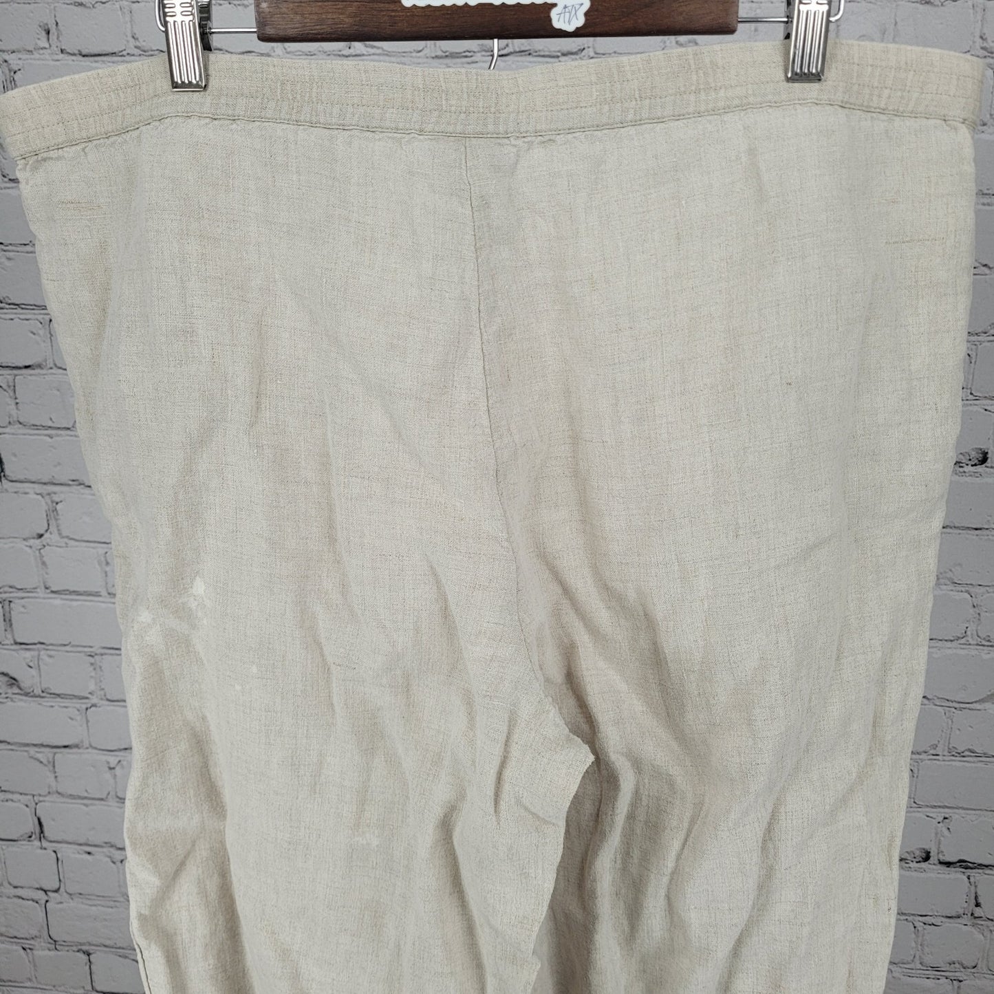 J. Jill Beige 100% Linen Lighweight High Rise Pull On Pants Size LT (39x32)