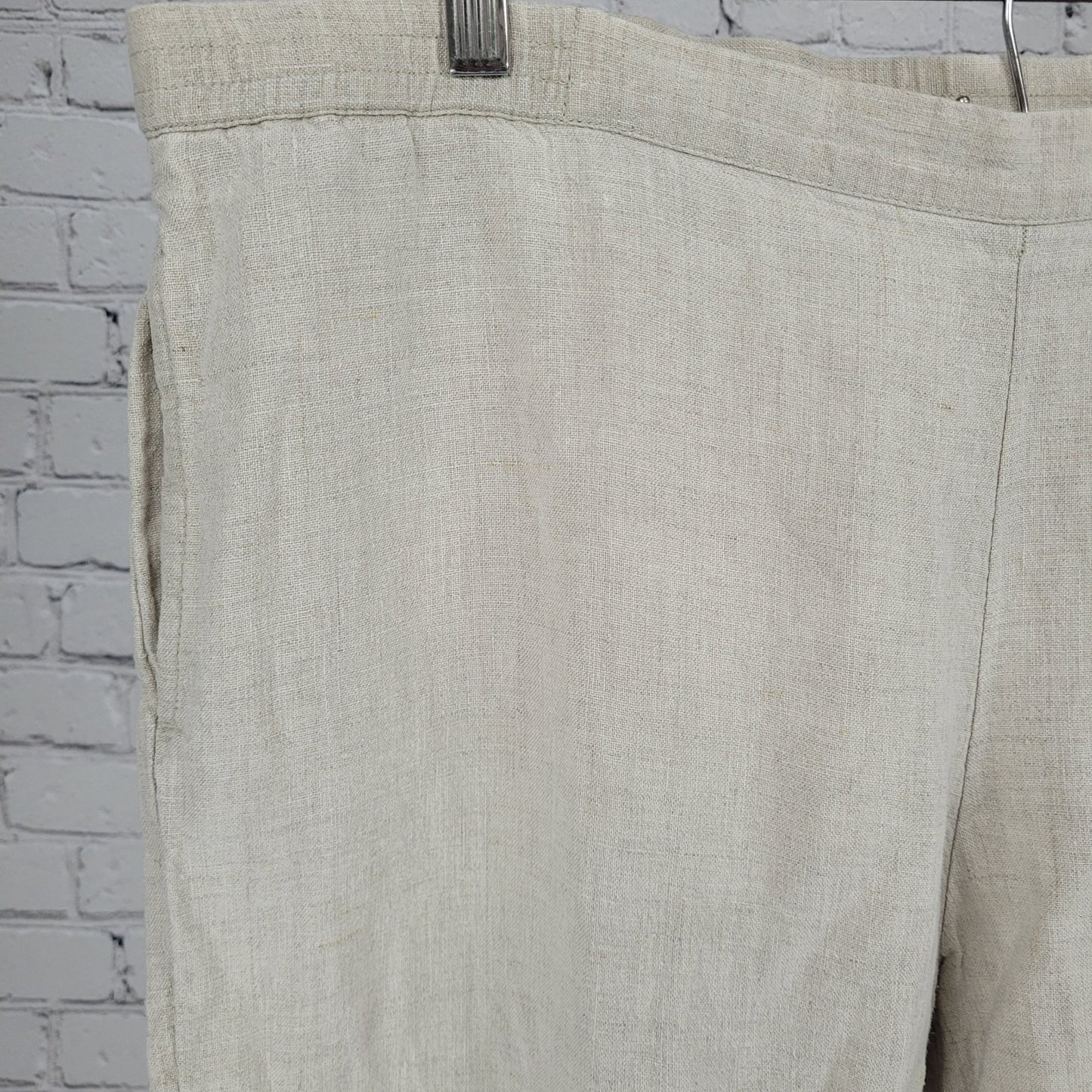 J. Jill Beige 100% Linen Lighweight High Rise Pull On Pants Size LT (39x32)