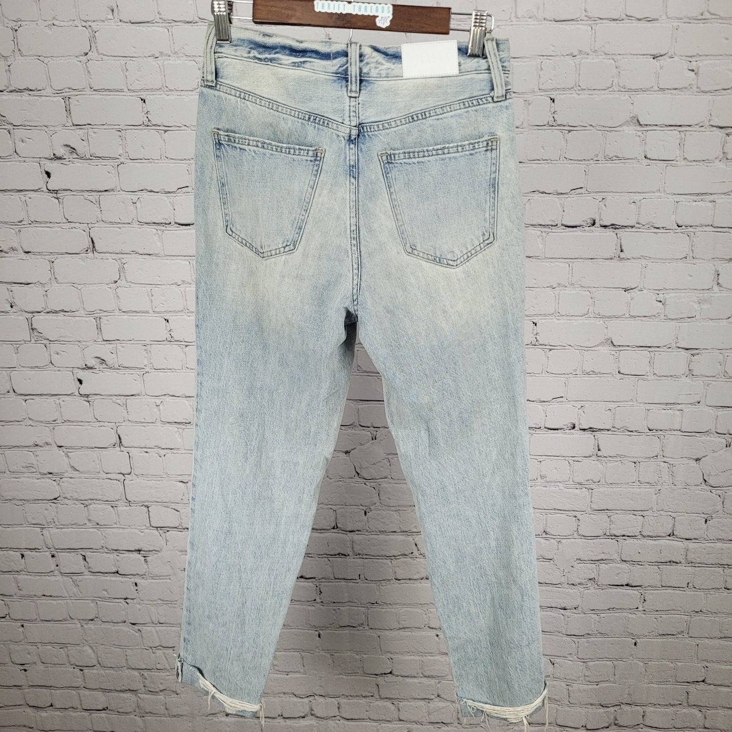 Pistola Light Wash Blue Denim Distressed Cuffed Mid Rise Jeans Size 25 (27x28)