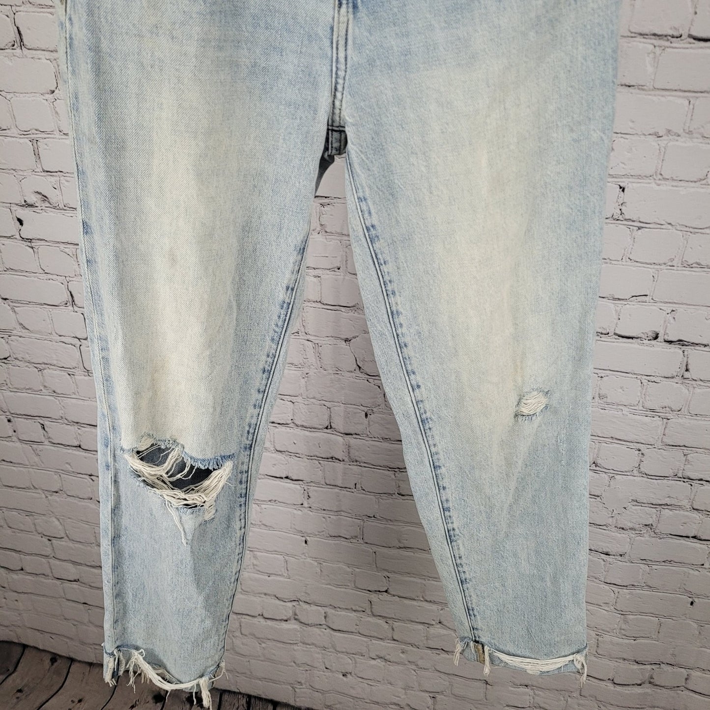 Pistola Light Wash Blue Denim Distressed Cuffed Mid Rise Jeans Size 25 (27x28)