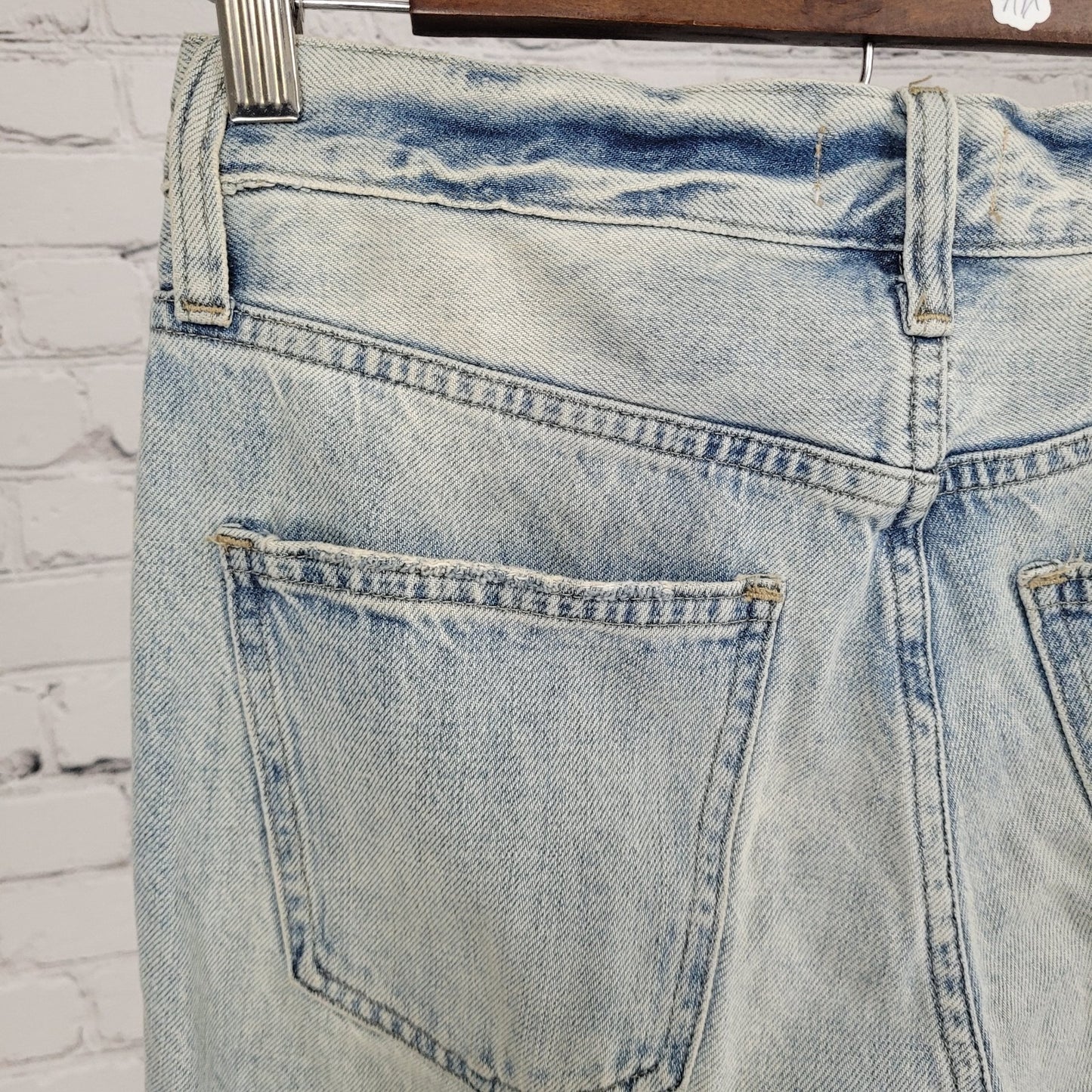 Pistola Light Wash Blue Denim Distressed Cuffed Mid Rise Jeans Size 25 (27x28)