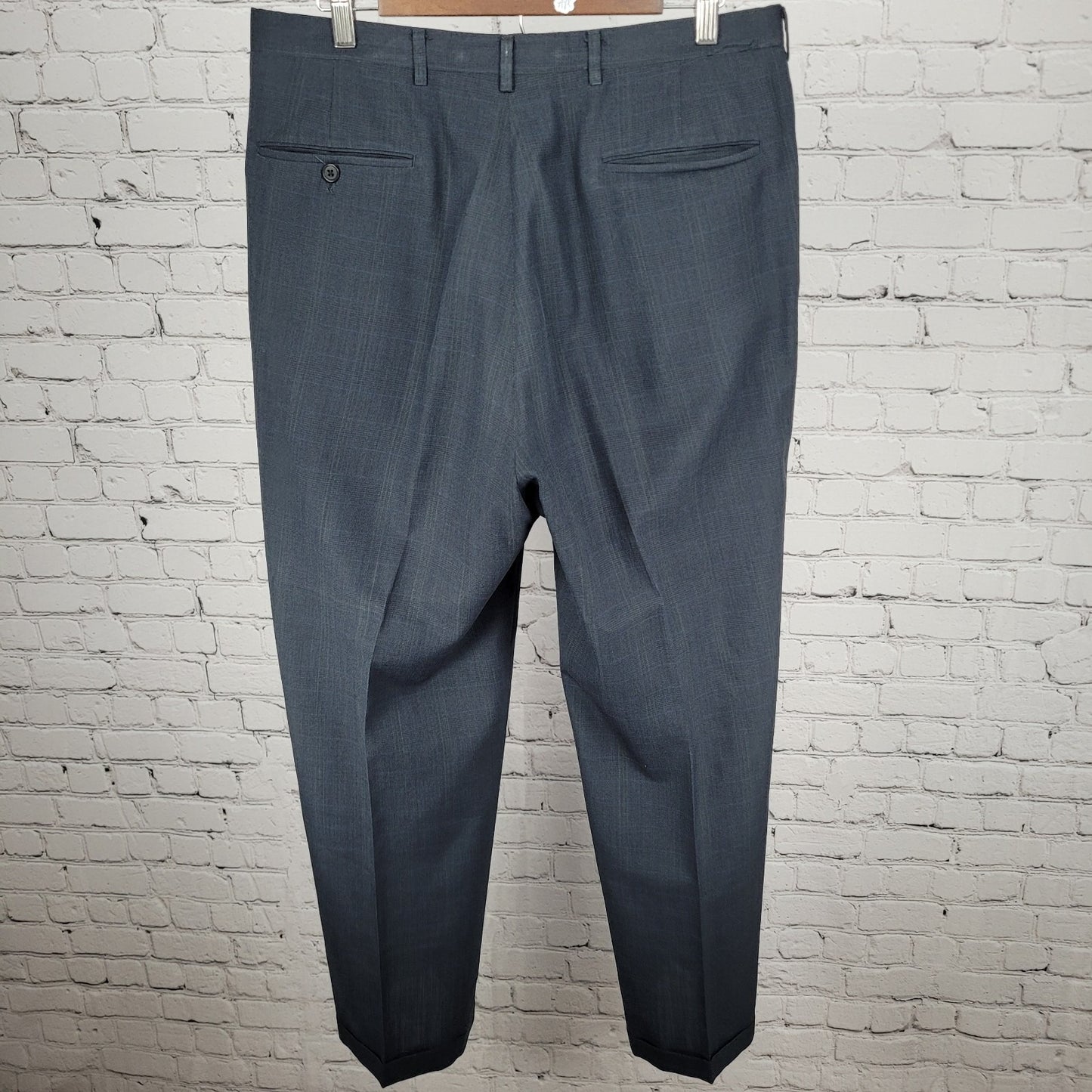 Hart Schaffner & Marx Blue Check Full Suit USA Made Jacket Size 42R Pants 34x31