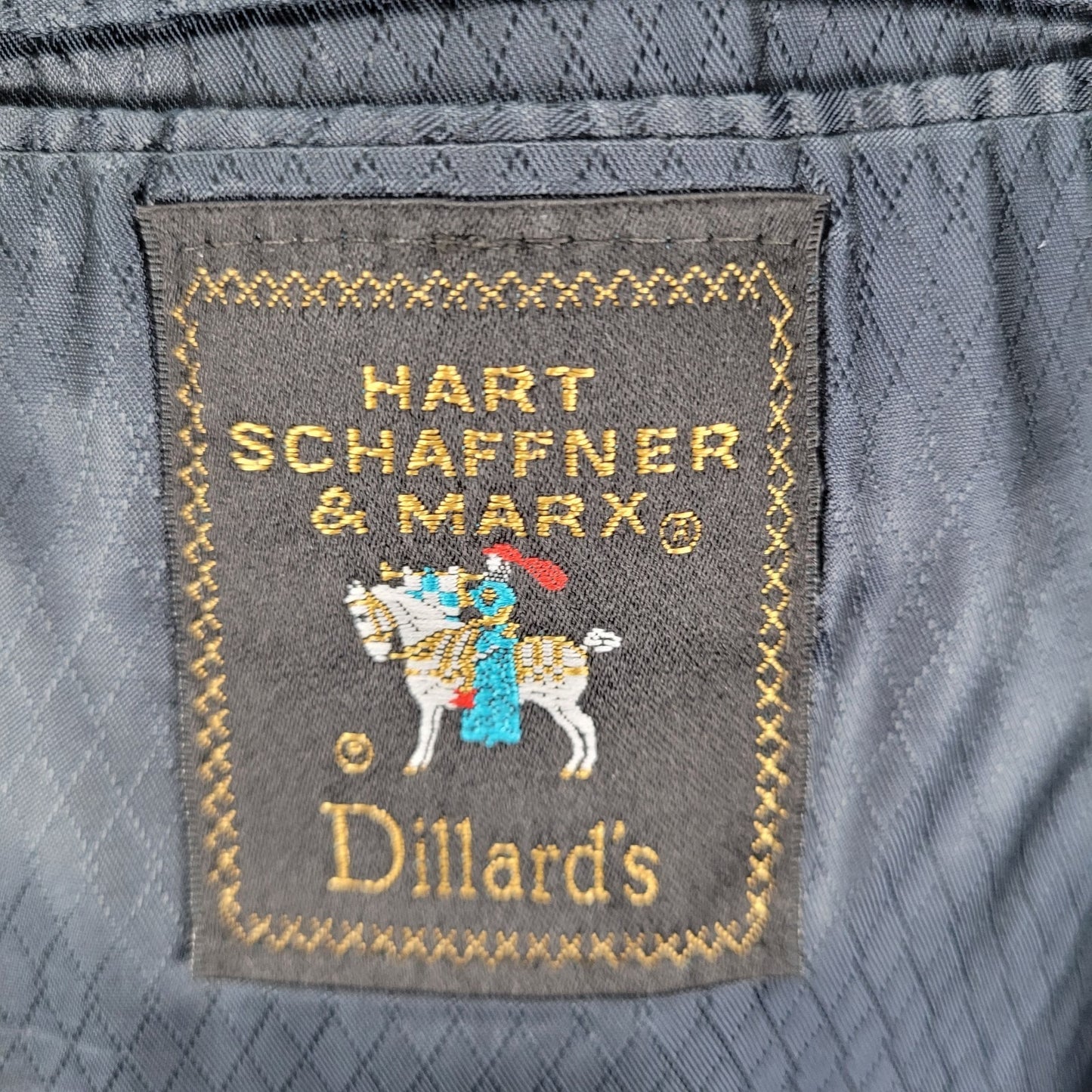 Hart Schaffner & Marx Blue Check Full Suit USA Made Jacket Size 42R Pants 34x31