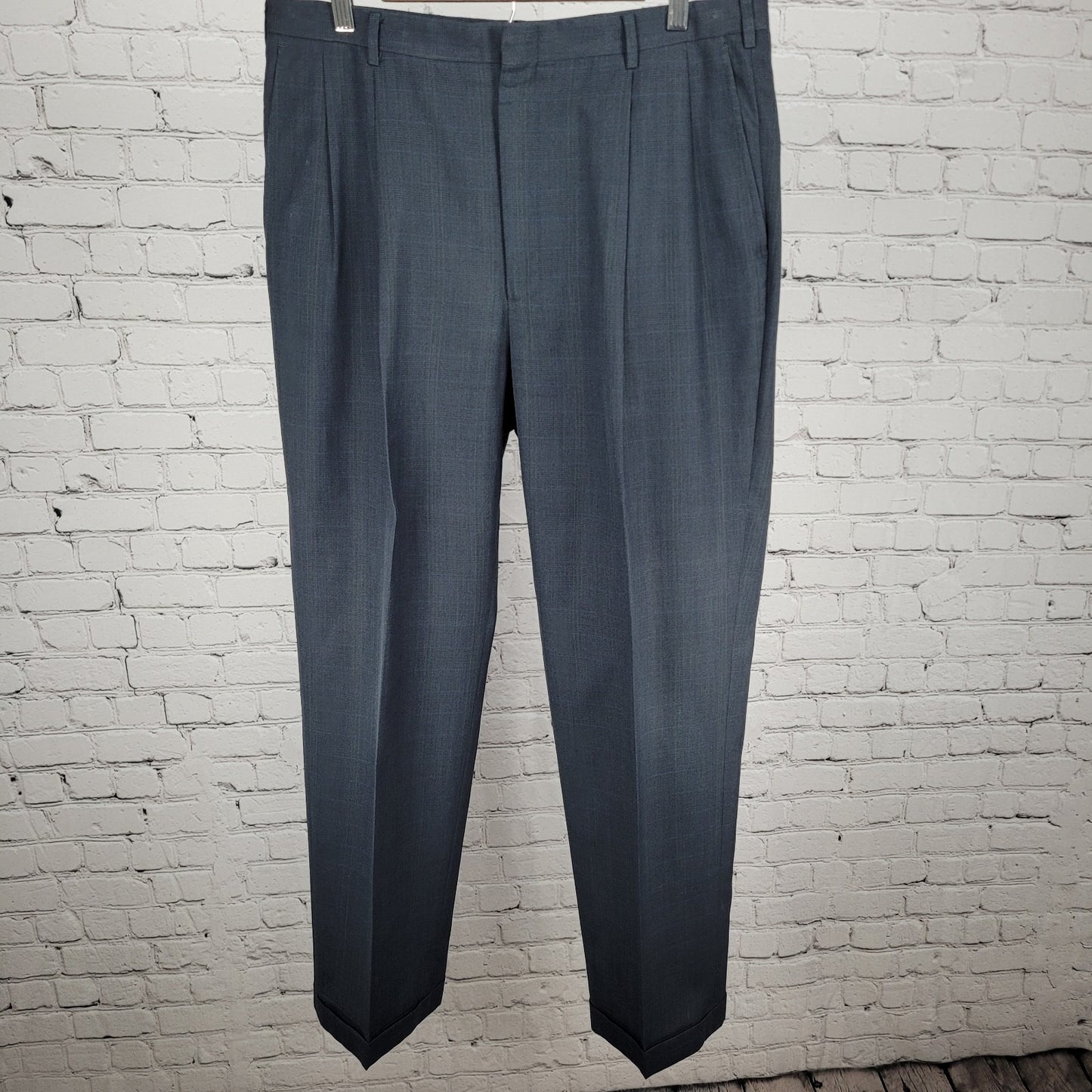 Hart Schaffner & Marx Blue Check Full Suit USA Made Jacket Size 42R Pants 34x31