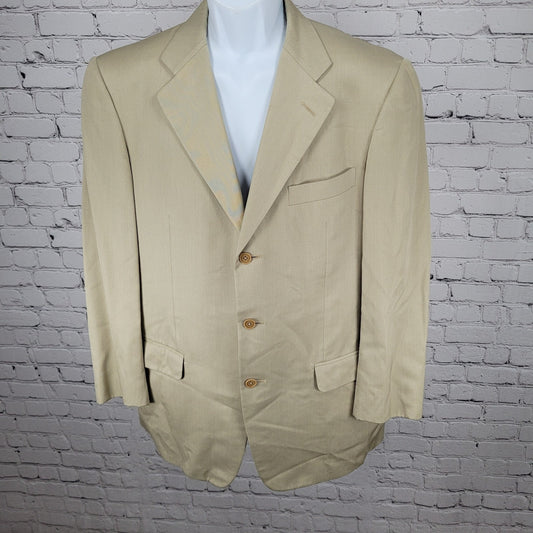 Ermenegildo Zegna Beige Silk Wool 3 Button Blazer Sport Coat Size 50 US 40