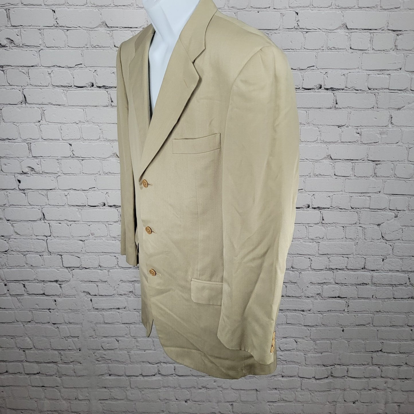 Ermenegildo Zegna Beige Silk Wool 3 Button Blazer Sport Coat Size 50 US 40