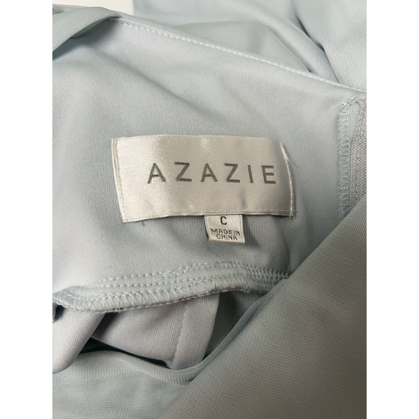 Azazie Sky Blue Racerback Front Slit Fitted Pleated Kalea Maxi Gown Dress XS