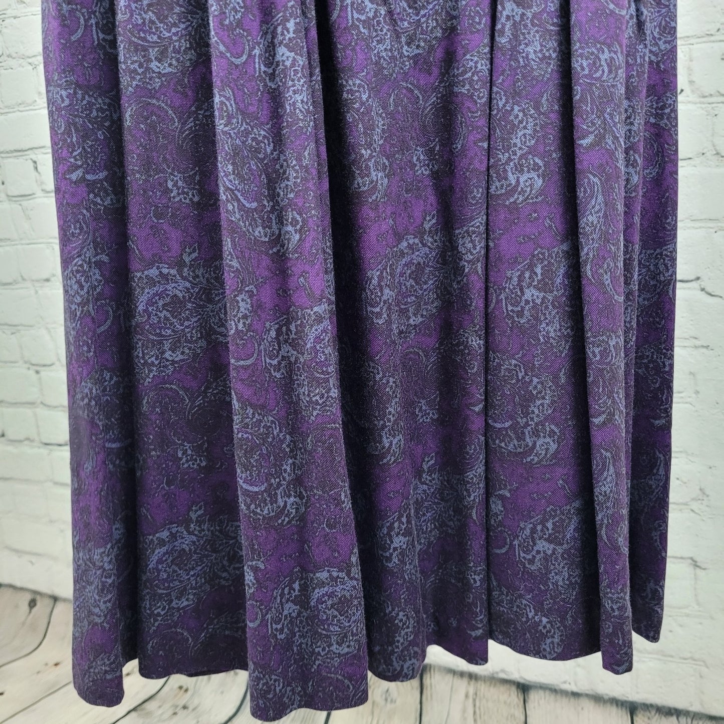 VTG Leslie Fay Purple Paisley 3 Piece Set Jacket Skirt Suit Scarf Outfit 10P