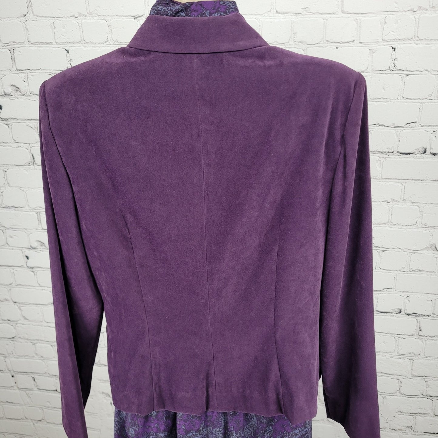 VTG Leslie Fay Purple Paisley 3 Piece Set Jacket Skirt Suit Scarf Outfit 10P