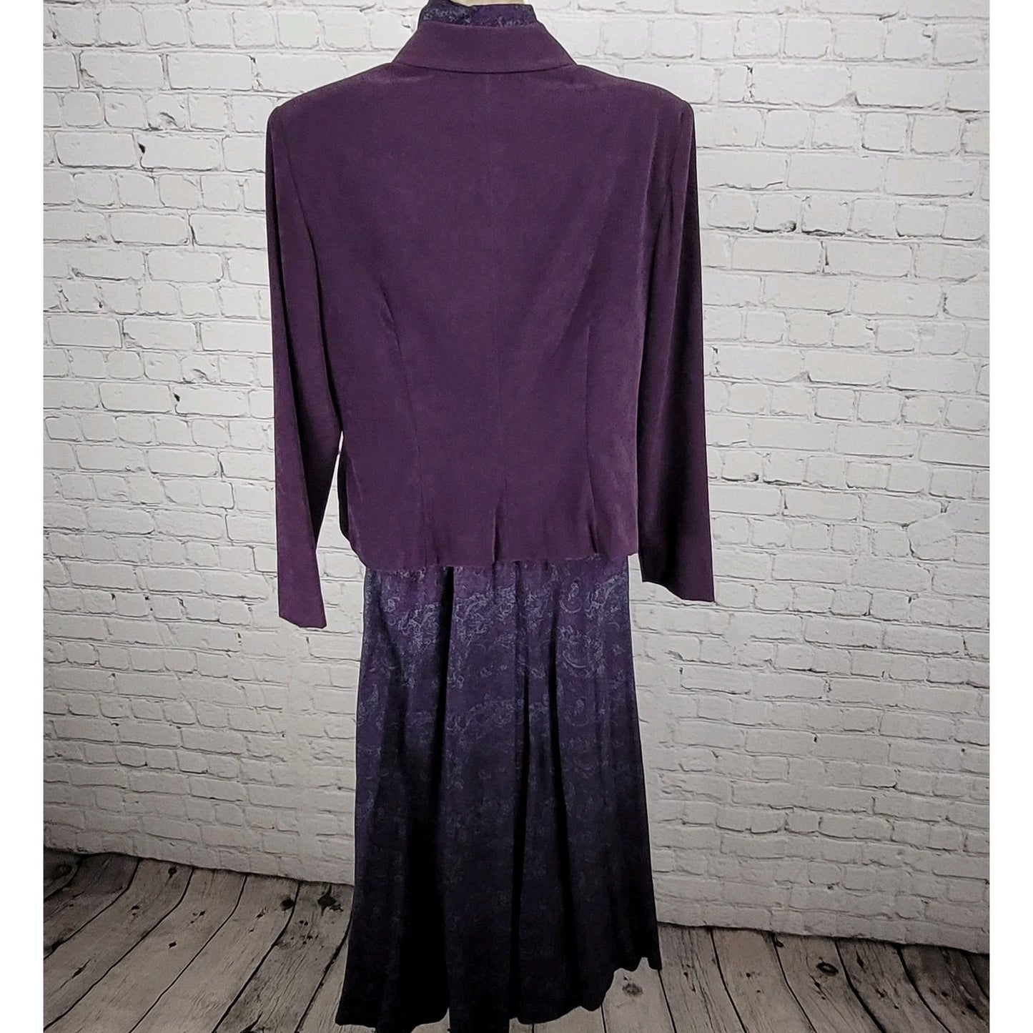 VTG Leslie Fay Purple Paisley 3 Piece Set Jacket Skirt Suit Scarf Outfit 10P