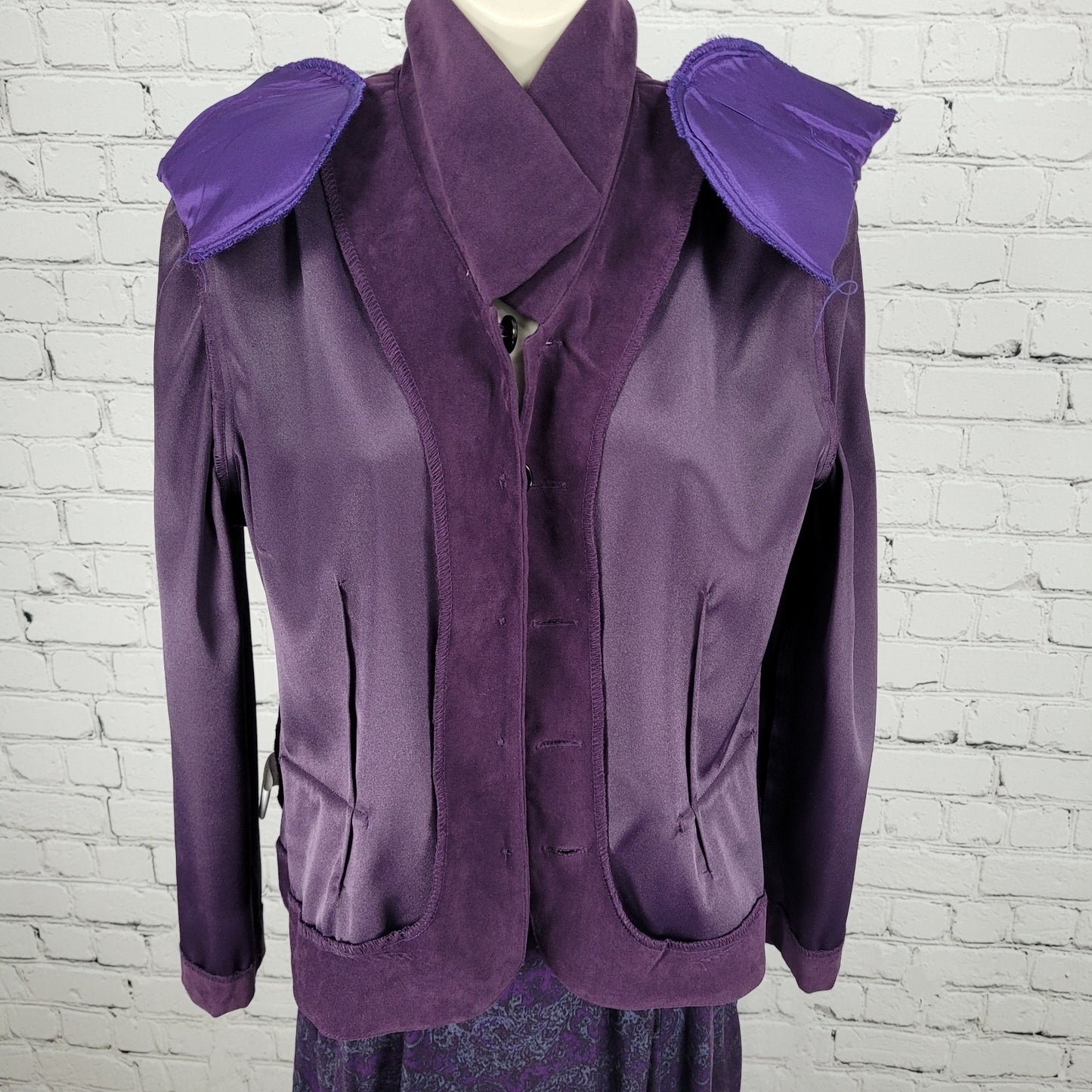 VTG Leslie Fay Purple Paisley 3 Piece Set Jacket Skirt Suit Scarf Outfit 10P