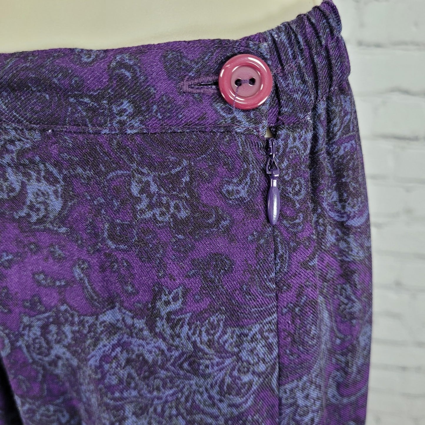 VTG Leslie Fay Purple Paisley 3 Piece Set Jacket Skirt Suit Scarf Outfit 10P
