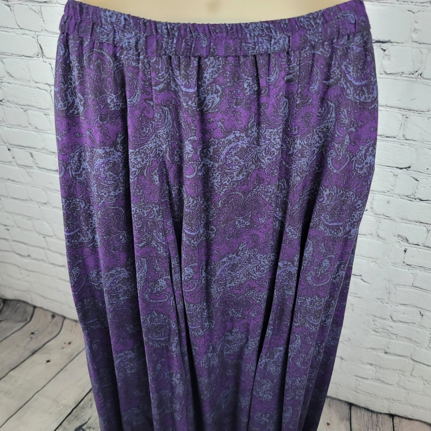 VTG Leslie Fay Purple Paisley 3 Piece Set Jacket Skirt Suit Scarf Outfit 10P