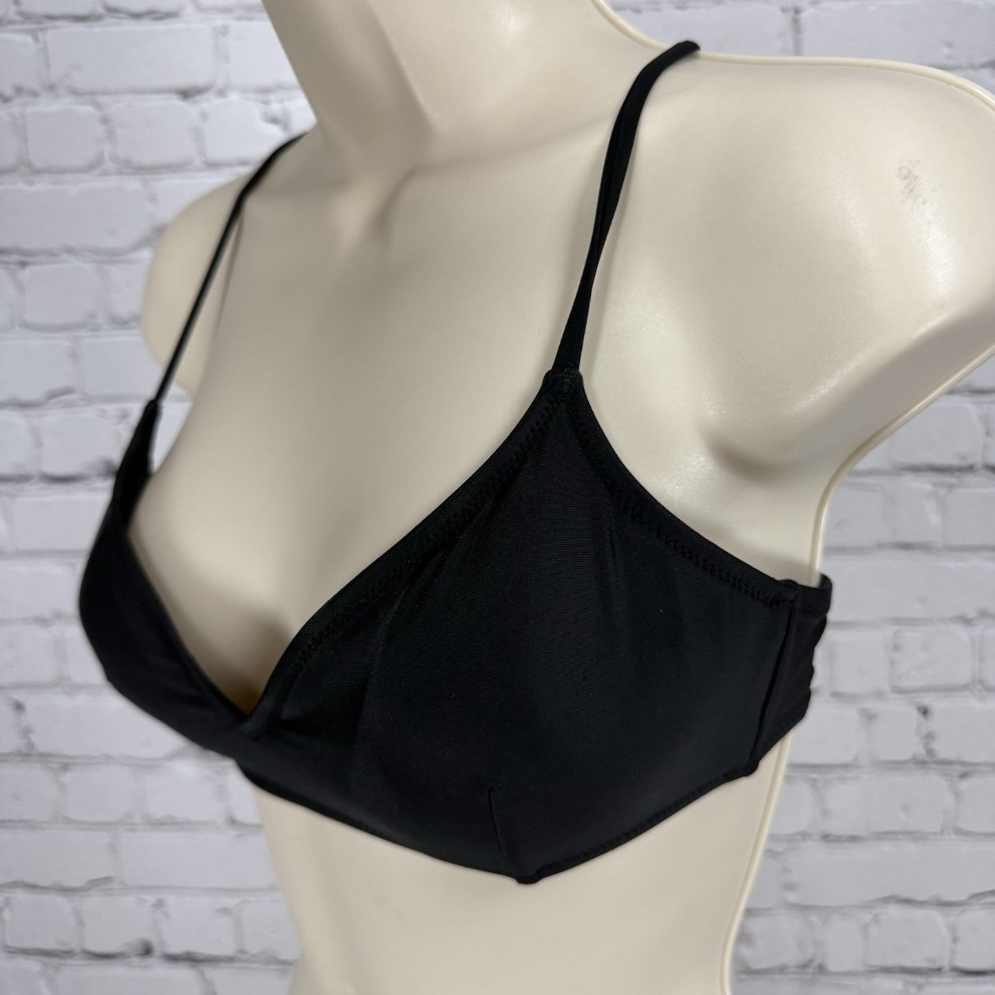 J Crew Re-imagined Solid Black Strappy Bikini Top Size Medium M